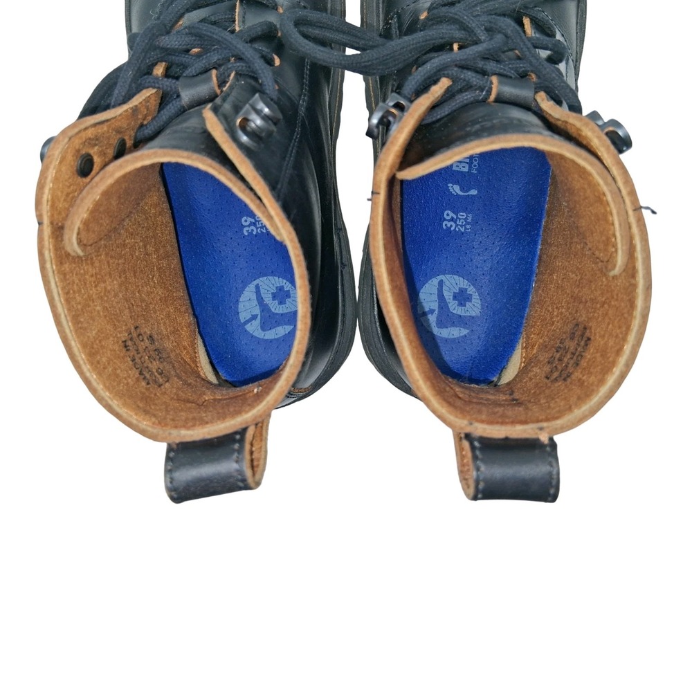 Birkenstock Boots Womens EU 39 US 9 Black Leather Combat Ankle Lug Sole Portugal - Picture 8 of 13